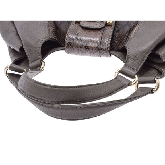 Gucci Python Handbag Grey Leather - Picture 3 of 12